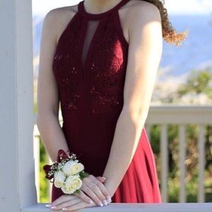 Wine prom dress